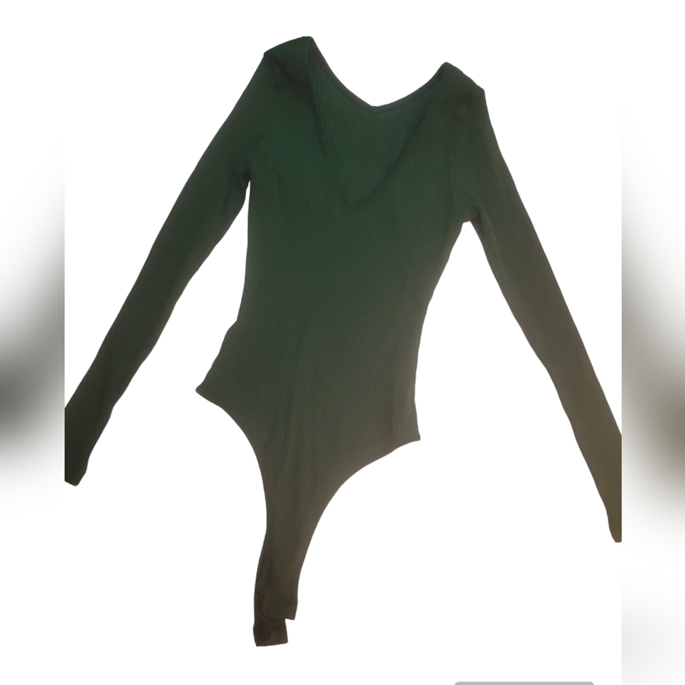 PINE GREEN RIB KNIT BODYSUIT